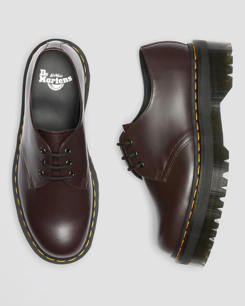 Burgundy Men's Dr Martens 1461 Smooth Leather Platform Shoes | CA 622GSO